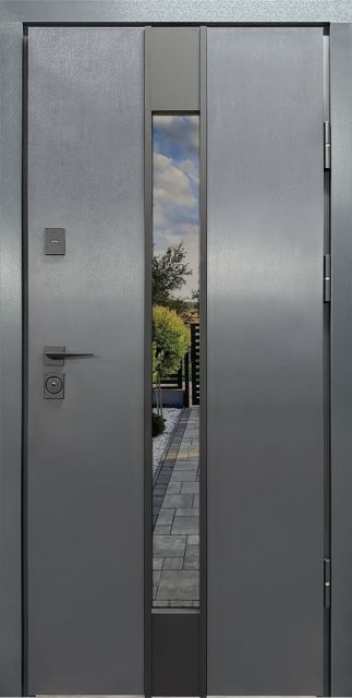 Вхідні двері для будинку CITY LUX 2 зі склопакетом — антрацит, 860 мм